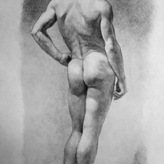Drawing In The High Art School book - pencil nude man pose back