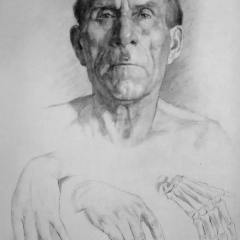 Drawing In The High Art School book - pencil man portrait and hand draft