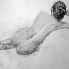 Drawing In The High Art School book - pencil nude woman lay down draft