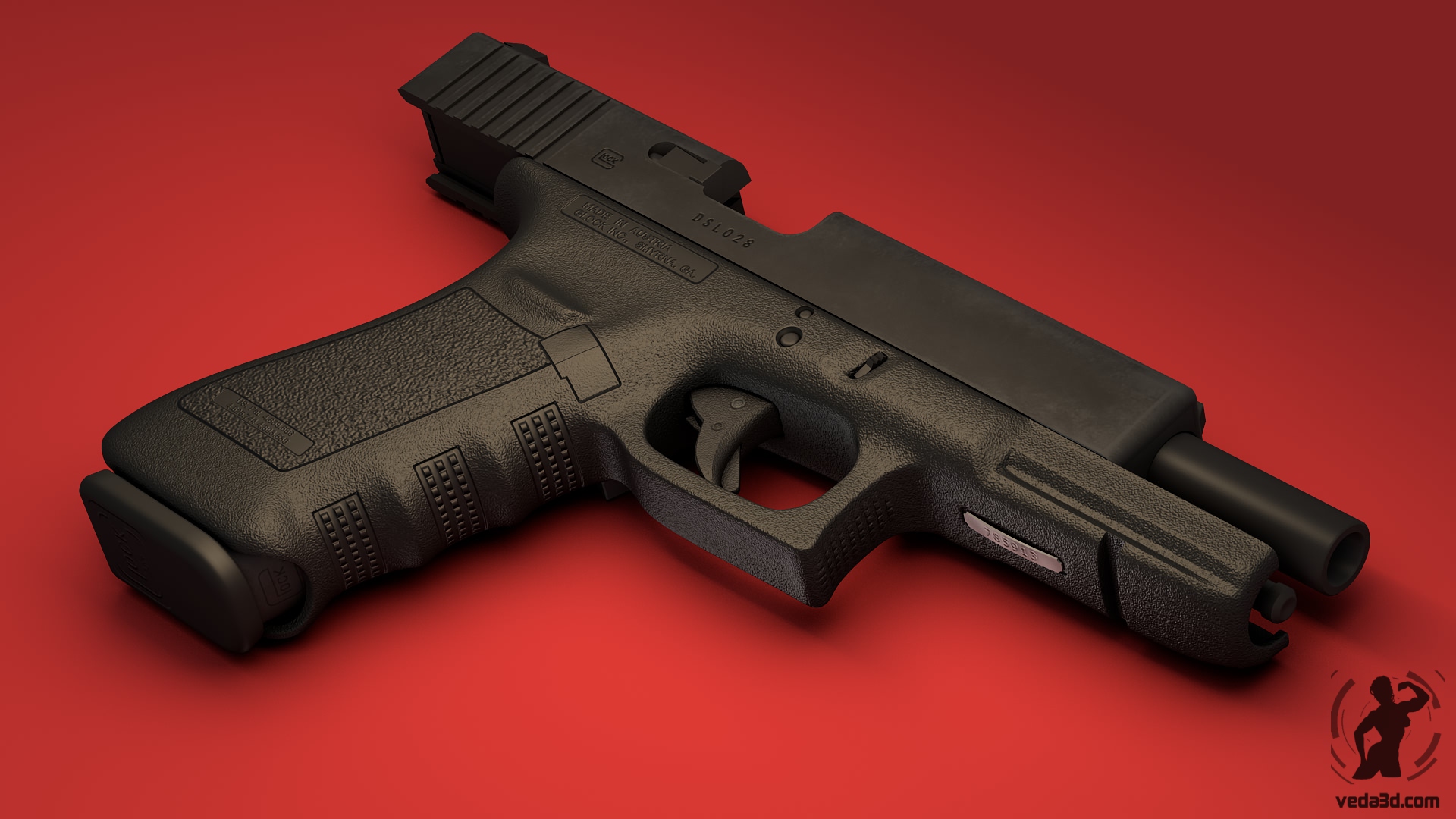 3d model of Glock 17 pistol 02